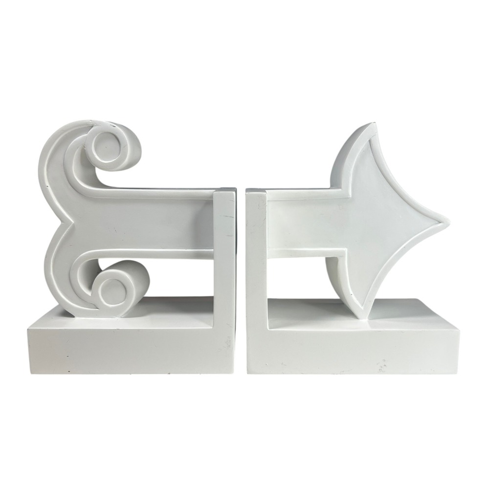 Jonathan Adler Happy Chic Bookends White Arrow Modern Pair Katie Set - Picture 4 of 10